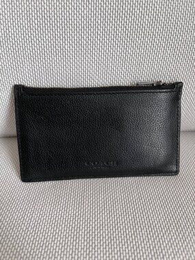 Coach Zip Card Case Leather Black